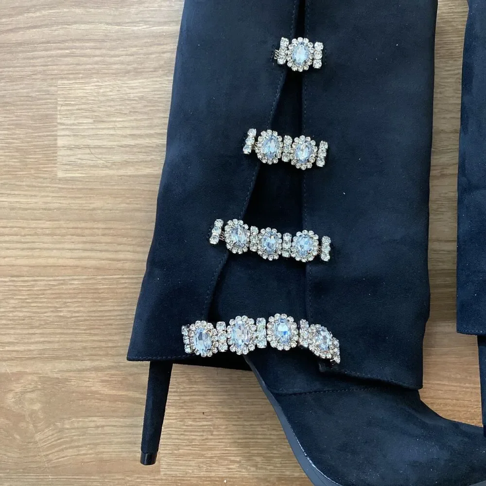 Thalia Sodi Nami Pointed-Toe Rhinestone Embellished Boots NEW Size 7M - Picture 9 of 15